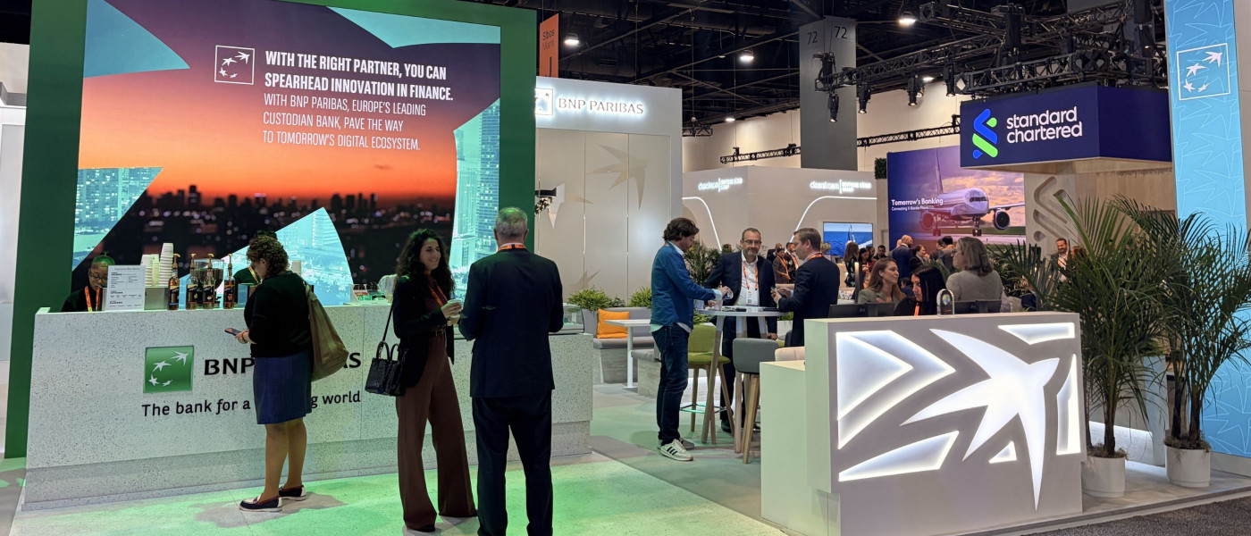Présentoir BNP Paribas à Sibos in Miami, 2026