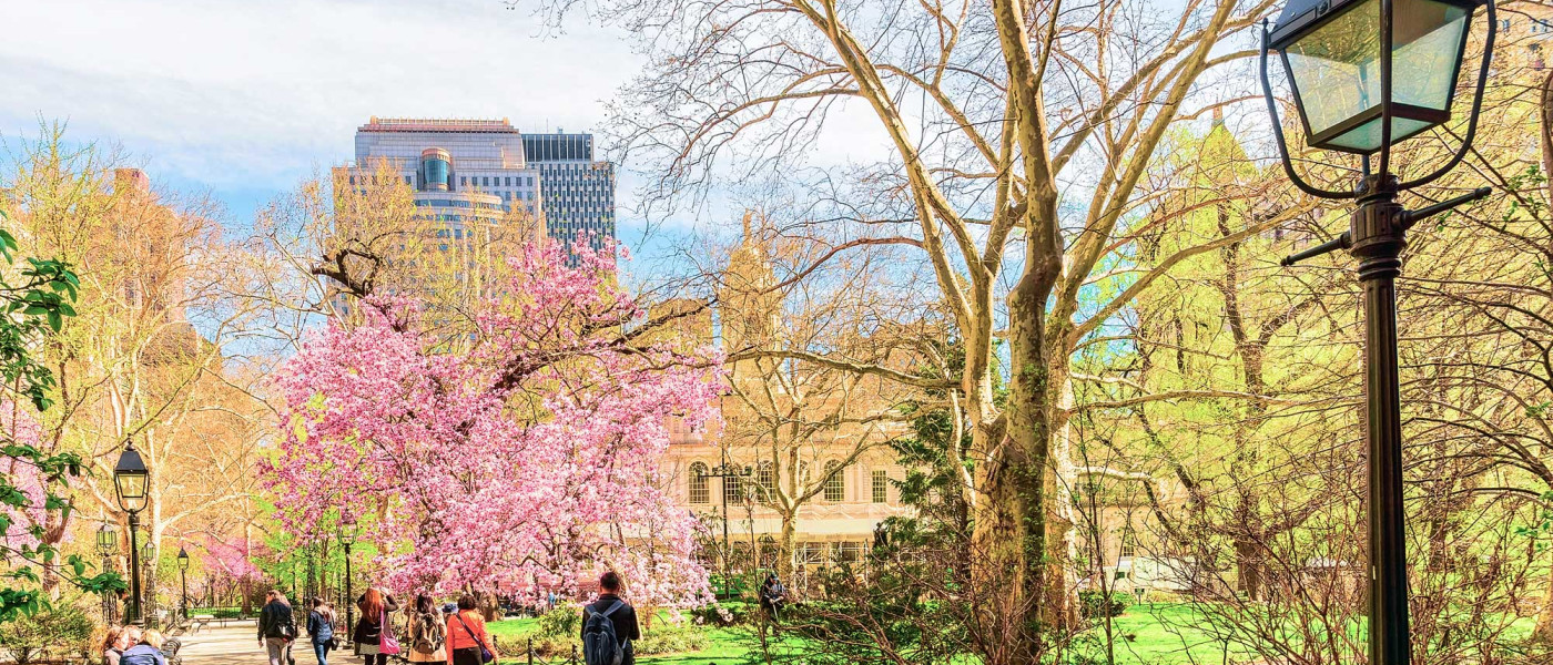 Personnes au City Hall Park à Manhattan