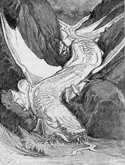 Illustration imaginative de la Mer de glace sous la forme d’un dragon, par Henry George Willink (1892)