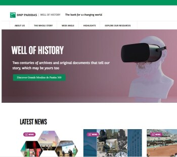 Screenshot of the homepage of the "Well of History" website belonging to BNP Paribas
