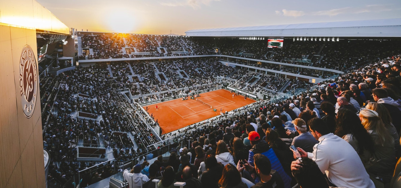 Vue du court Philippe Chatrier à Roland-Garros
