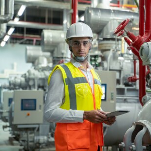 Technicien qui vérifie la pression h