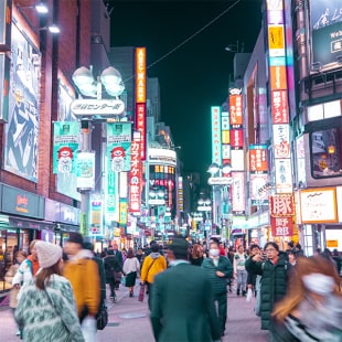 TOKYO,JAPAN - February 22, 2019 : Blurred people walking in Shibuya street , Japan