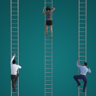 Women & Men on a ladder