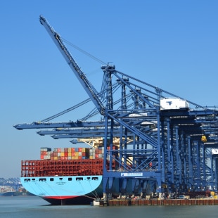 Container en chargement dans le port de Felixstowe