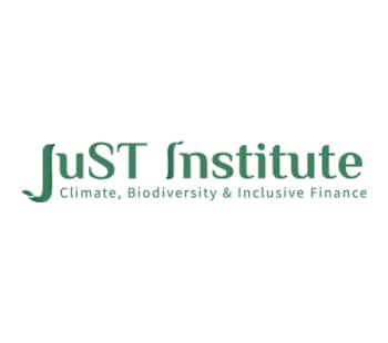 Logo of the JuST Institute, aiming to coordinate the actions of transition financiers and provide them with dedicated tools in order to increase the amount and quality of sustainable financing specifically benefiting the populations most vulnerable to climate change and biodiversity degradation.