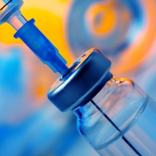 Bouteille de vaccin avec seringue, concept médical vaccination injections  hypodermique