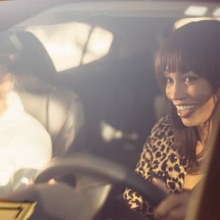 Two women ride sharing